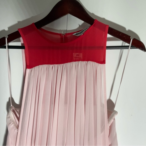 Express NWT’s Colorblock Pink & Red Cinched Waist Built-In Tube Top Dress Sz MD - Picture 6 of 15